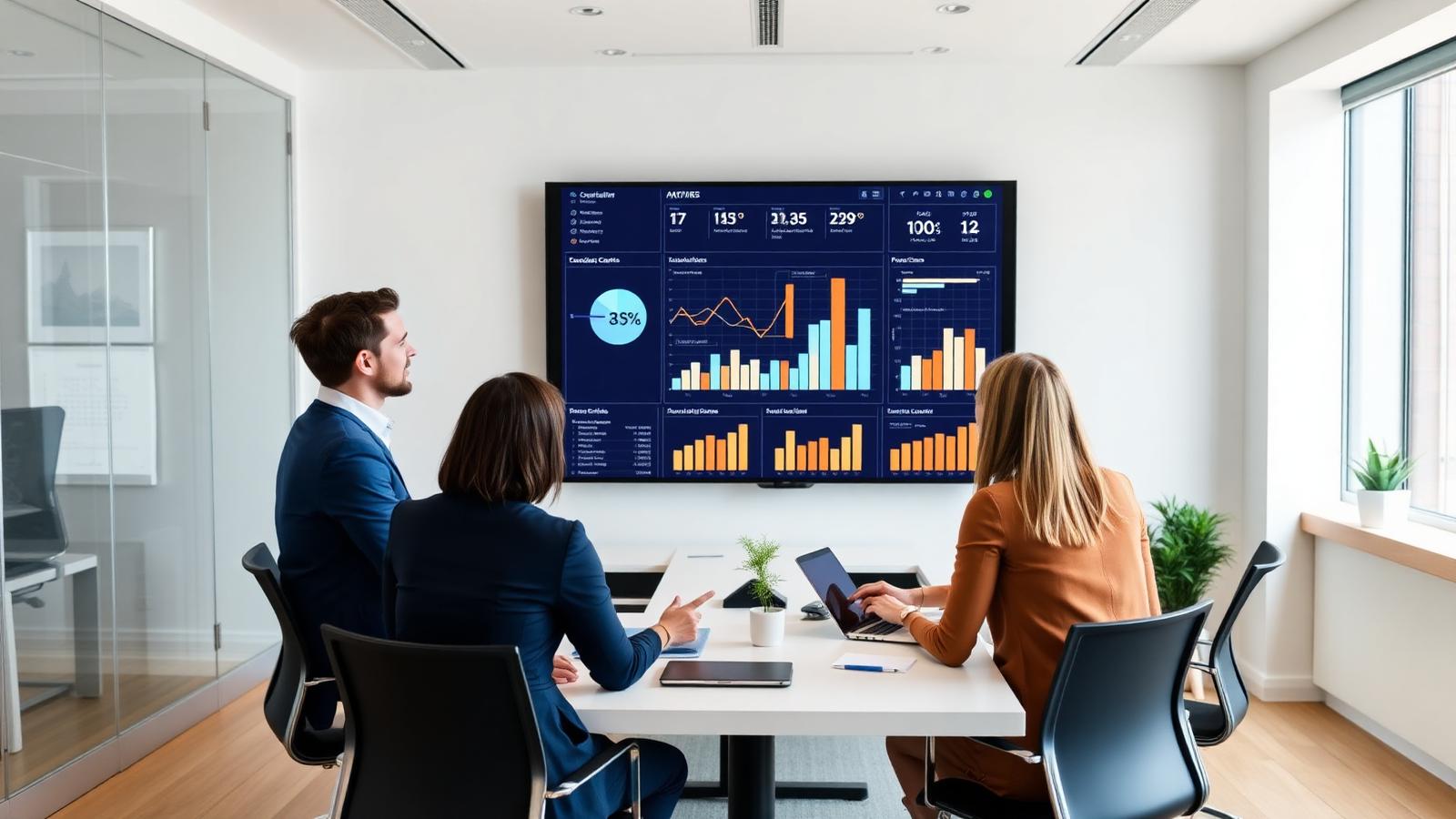Marketing team reviewing campaign analytics on a dashboard (placeholder image)